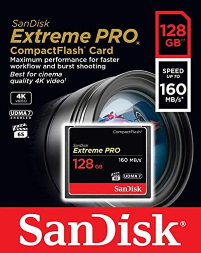SanDisk SDCFXPS-128G-X46 Extreme Pro 128GB CompactFlash Hafıza Kartı UDMA 7 160MB/sne kadar