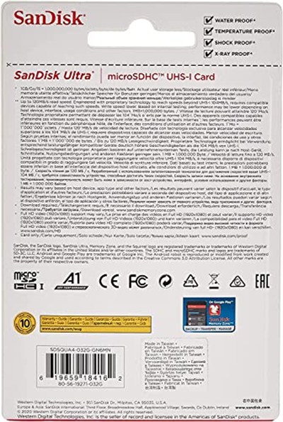 SanDisk Ultra 32 GB microSDHC 120 MB/s A1 Class 10 UHS-I