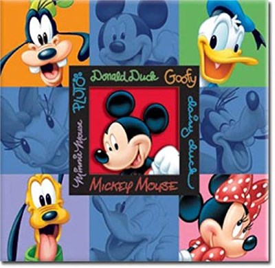 SandyLion 12 x 12 inç koleksiyon albümü, Mickey ve Friends kabartmalı, posta bombası albümü, çok renkli