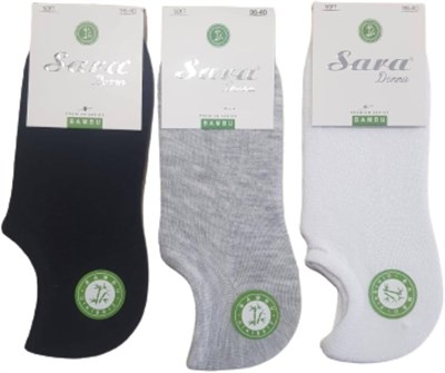 SARA DONNA Sara Donna 12 Çift Gri Renk Dikişsiz Bambu Sneaker Görünmez Çorap Gri 36-40