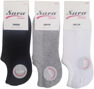 SARA DONNA Sara Donna 6 Çift Gri Renk Dikişsiz Sneaker Görünmez Çorap Gri 36-40
