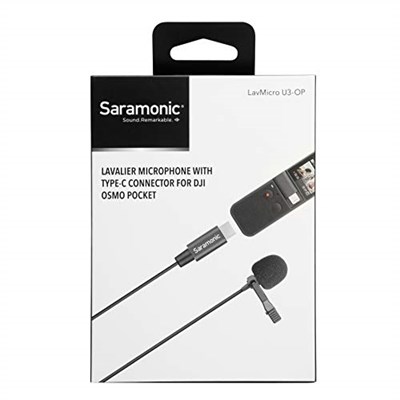 Saramonic Kompakt Klipsli Çok Yönlü Lavalier Mikrofonu DJI Osmo Pocket & DJI Pocket 2 6,6 inç (2 m) Kablo ve USB-C Konektör (LavMicro U3-OP), Siyah, LAVMICROU3-OP
