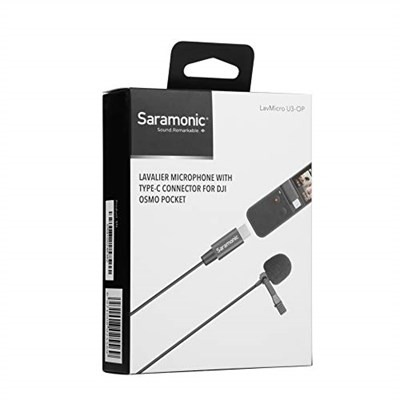 Saramonic Kompakt Klipsli Çok Yönlü Lavalier Mikrofonu DJI Osmo Pocket & DJI Pocket 2 6,6 inç (2 m) Kablo ve USB-C Konektör (LavMicro U3-OP), Siyah, LAVMICROU3-OP