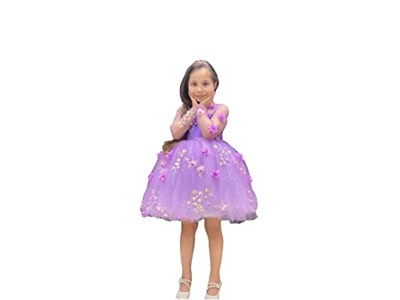 Sare Çocuk Giyim kız çocuk dress elbise 3 boyutlu çiçek figürlü lila kabarık prenses abiye elbise doğum günü özel gün düğün elbisesi