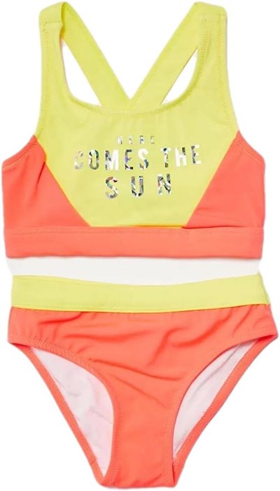 Sarı Baskılı kız çocuk bikini takım DB200745BT SARI BLOKLU 8-9 Yaş
