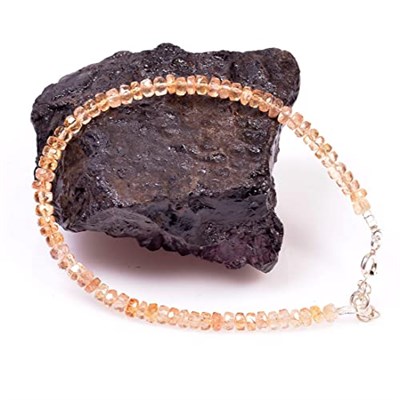 Sarı Topaz Taşı Gümüş Bileklik - İnce Bileklik - Taş Sandığı