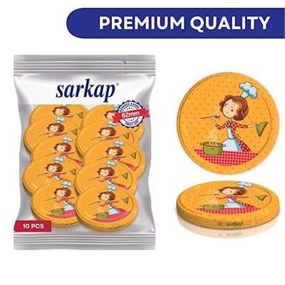 SARKAP Döner Konserve Kapakları - 82 mm Yeniden Kullanılabilir Konserve Kapağı Seti 10lu Cam Kavanozlar için İdeal - Mason Kavanozlarla Uyumlu Değil, Geniş Ağızlı Konserve Kapakları, Bulaşık