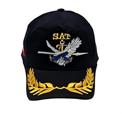SAT ŞAPKA SİYAH DEFNE DALI İŞLEMELİ