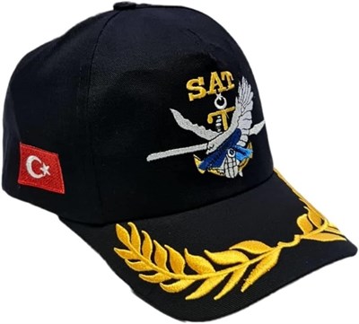 SAT ŞAPKA SİYAH DEFNE DALI İŞLEMELİ