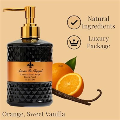 Savon de Royal Luxury Vegan Sıvı Sabun Black Pearl 500 ml, Portakal, Vanilya - Seçenekler: 500 ml, 500 ml (2-Pack), 2500 ml, 2500 ml (2-Pack)