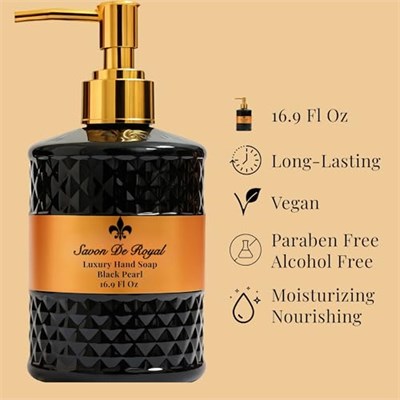 Savon de Royal Luxury Vegan Sıvı Sabun Black Pearl 500 ml, Portakal, Vanilya - Seçenekler: 500 ml, 500 ml (2-Pack), 2500 ml, 2500 ml (2-Pack)