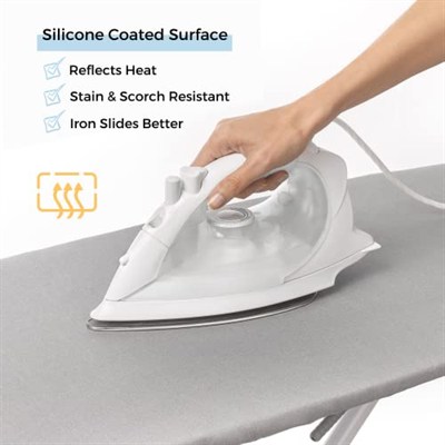 Savuk 4 Katmanlı Ütü Masası Kılıfı,Ütü Masası Örtüsü,Ütü Masası Bezi,Silikon Kaplı Isı Dayanıklı 55x135 cm Gri Renk