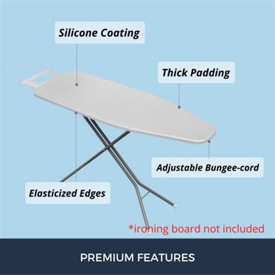 SAVUK Ütü Masası Örtüsü ve Pedi Standart Boyut Silikon Kaplamalı 4 Katlı 38 x 137 cm Ekstra Ağır Hizmet Kalın Dolgu, Isı Yansıtıcı, Yapışmaz Kavurma ve Leke Dayanıklı
