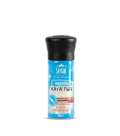 Saygın Sofrada Öğütme Kristal Çakıl Kaya Tuzu Beyaz Seramik Öğütücü Cam Değirmen 110 Gr
