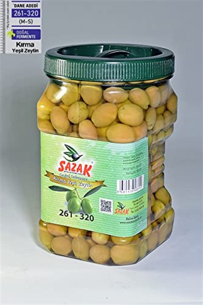 sazak zeytin-zeytinyağı-turşu Yesil Kirma Zeytin 900 Gr Dogal Fermente Yesil Zeytin
