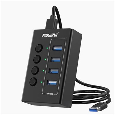 SB Hub 3.2 10 Gbps, 4 Bağlantı Noktalı USB C 3.1/3.2 Gen 2 HUB Çoklu USB Ayırıcı, 4×10 Gbps Veri Aktarımı, Bireysel Anahtar, Dizüstü Bilgisayar, PC, Klavye, Xbox, PS5 ve Daha Fazlası ile USB Çoklu