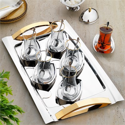 Schafer Allure Çelik Çay Seti 40 Parça-Gold