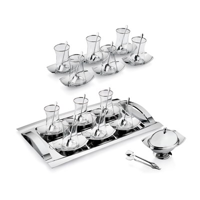 Schafer Allure Çelik Çay Seti 40 Parça-Gümüş