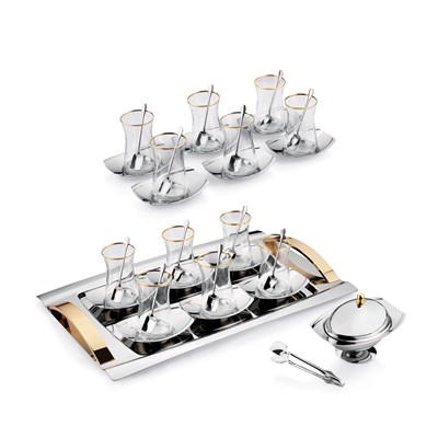Schafer Allure Çelik Çay Seti 40 Parça-Gold