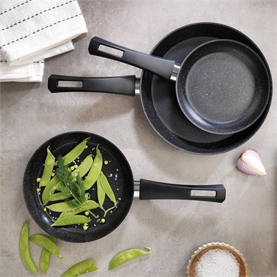 Schafer Black Stone 3 lü Tava Seti 18Cm+22Cm+26Cm-Siyah