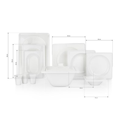 Schafer Blanc Bone Yemek Takımı 60 Parça-Beyaz