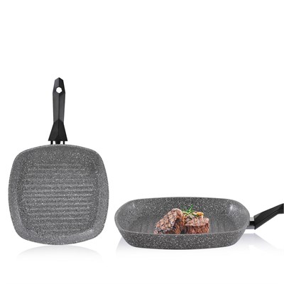 Schafer Cory Yanmaz Yapışmaz Kare Grill Tava 28Cm-Gri