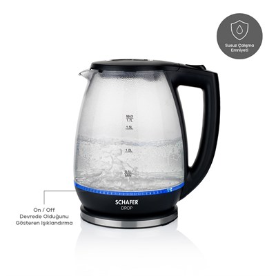 Schafer Drop Cam Su Isıtıcı (Kettle)-Siyah