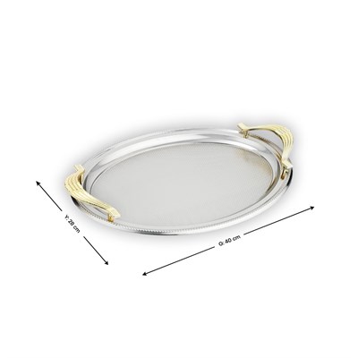 Schafer Ela 2 li Oval Çay Tepsisi-Platin01