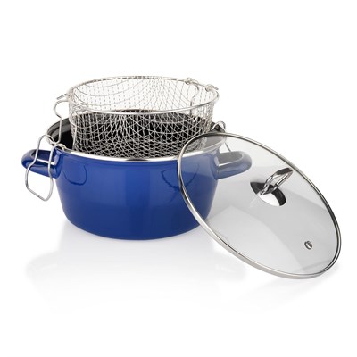 Schafer Fry Çıtır Kızartma Tenceresi 22 Cm-3 Parça-Lacivert