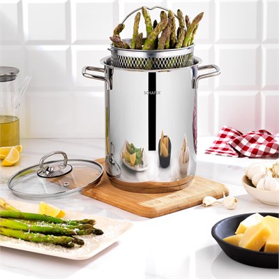 Schafer Gurme Kuşkonmaz ve Kızartma Tenceresi 3 Parça-Inox