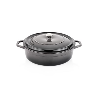 Schafer Guss Chef Döküm Basık Tencere 28Cm-2 Parça-Gri