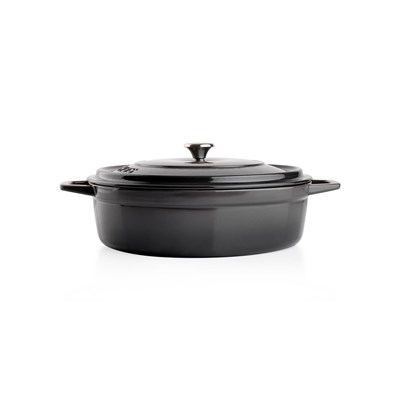 Schafer Guss Chef Döküm Basık Tencere 28Cm-2 Parça-Gri