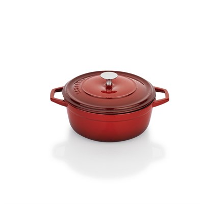 Schafer Guss Chef Döküm Derin Tencere 20Cm-2 Parça-Kırmızı