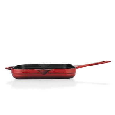 Schafer Guss Chef Döküm Kare Kızartma Tavası 28x28 Cm-Kırmızı
