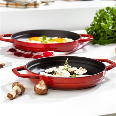 Schafer Guss Chef Döküm Sahan Çift Kulplu 19Cm-1 Parça-Kırmızı