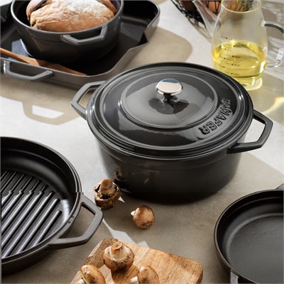 Schafer Guss Chef Döküm Sahan Çift Kulplu 19 Cm 1 Parça-Gri