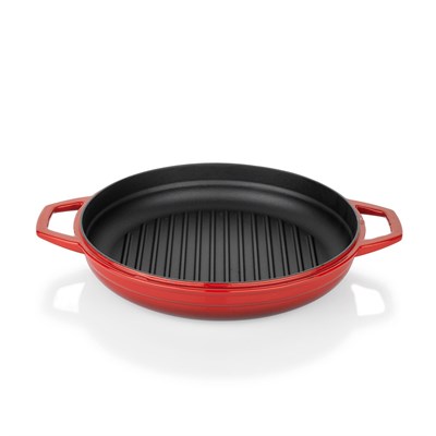 Schafer Guss Chef Döküm Yuvarlak Grill Tava Çift Kulplu 28Cm-1 Parça