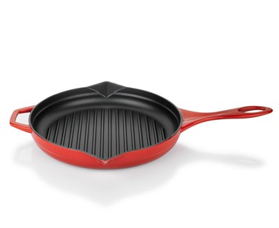 Schafer Guss Chef Döküm Yuvarlak Grill Tava 28Cm-1 Parça-Kırmızı