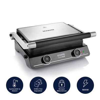 Schafer Gusto Grill Izgara Ve Tost Makinesi-Inox