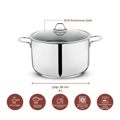 Schafer Held Çelik Derin Tencere 26 Cm-2 Parça-Inox