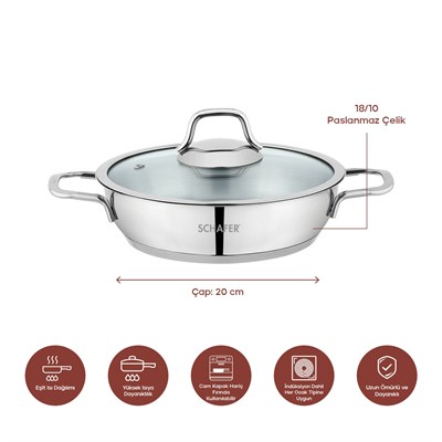 Schafer Held Çelik Sahan (Kapaklı) 20 Cm-2 Parça-Inox
