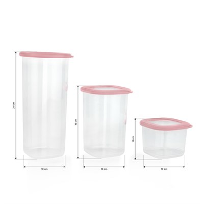 Schafer Hold 3 lü Saklama Kabı-Pembe