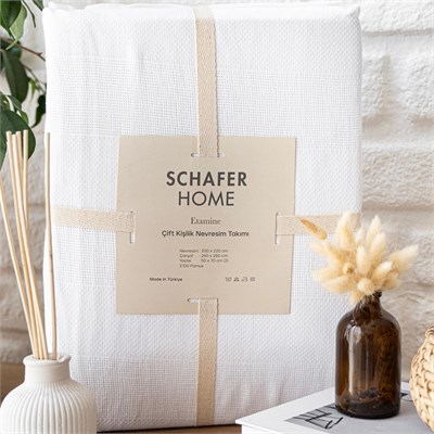 Schafer Home Etamine Pamuk ÇK Nevresim Takımı 4 Parça-Beyaz