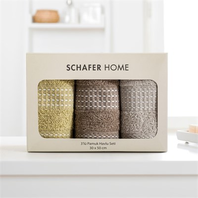Schafer Home Liva 3 lü Havlu Seti 30x50 Cm-Asorti03