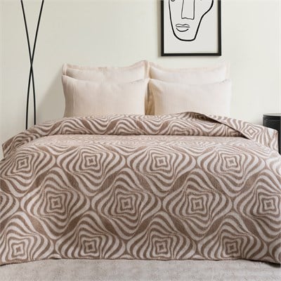 Schafer Home Merlin Çift Kişilik Battaniye 200x220 Cm 1 Parça-Bej