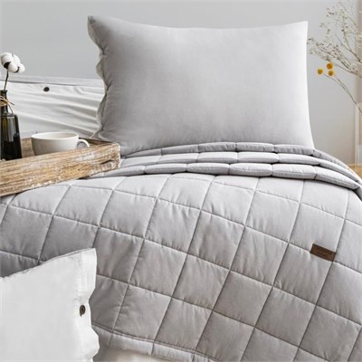 Schafer Home Soft Yatak Örtüsü Nevresim Seti 5 Parça-Gri