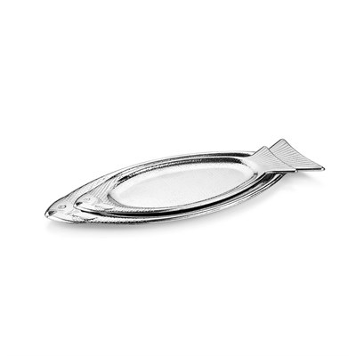 Schafer Ottoman Fish 2 li Sunum Tabağı-Gümüş