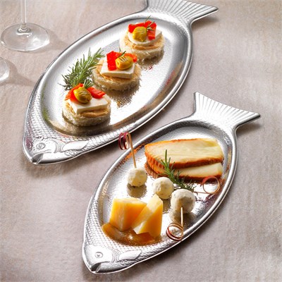 Schafer Ottoman Fish 2 li Sunum Tabağı-Gümüş
