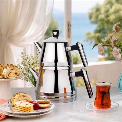 Schafer Premium Çaydanlık Takımı Büyük Boy 3 Parça-Inox
