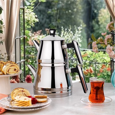 Schafer Premium Çaydanlık Takımı Büyük Boy 3 Parça-Inox